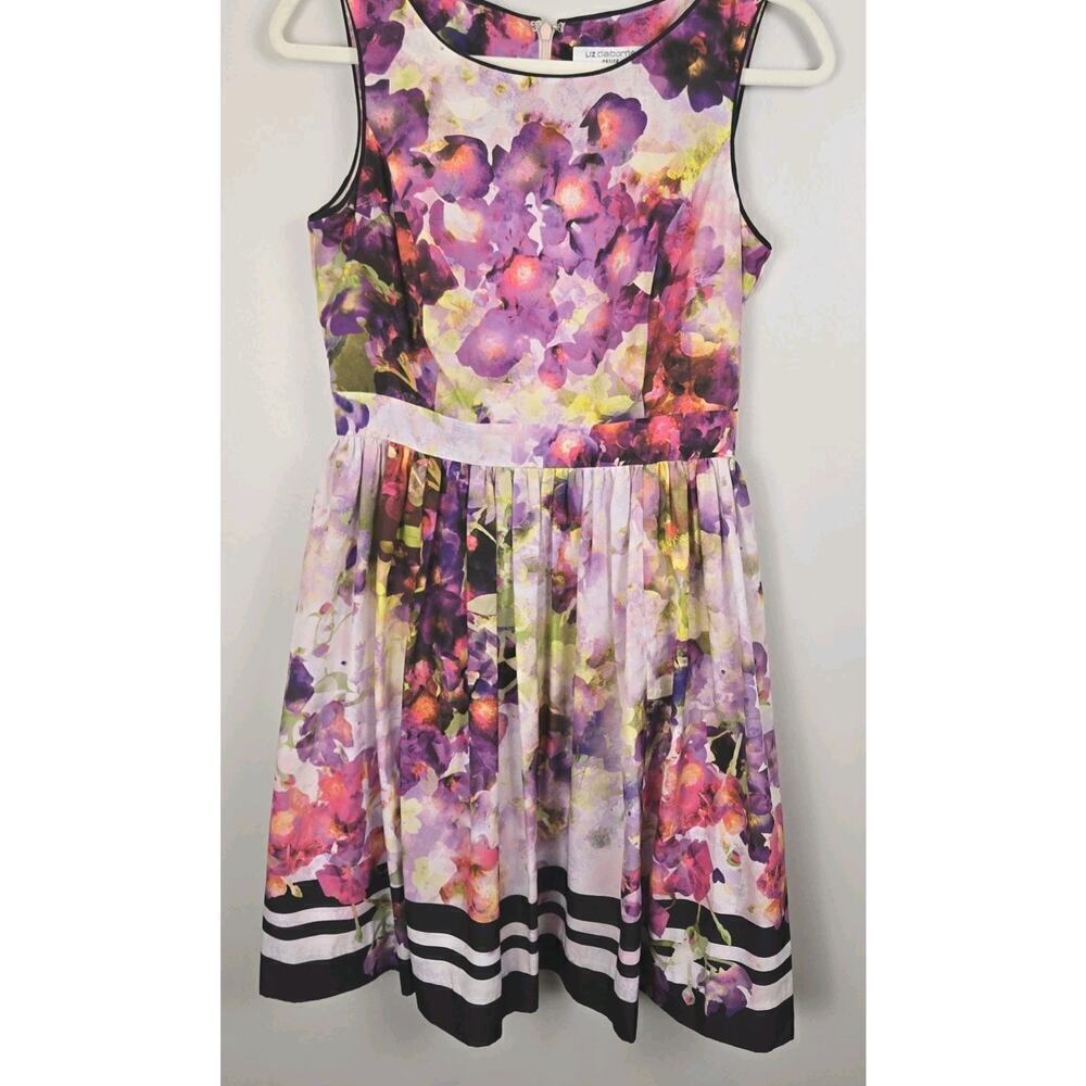 Liz Claiborne Sleeveless A Line ENGLISH GARDEN FLORAL Multi Color PETITE 8P Boho